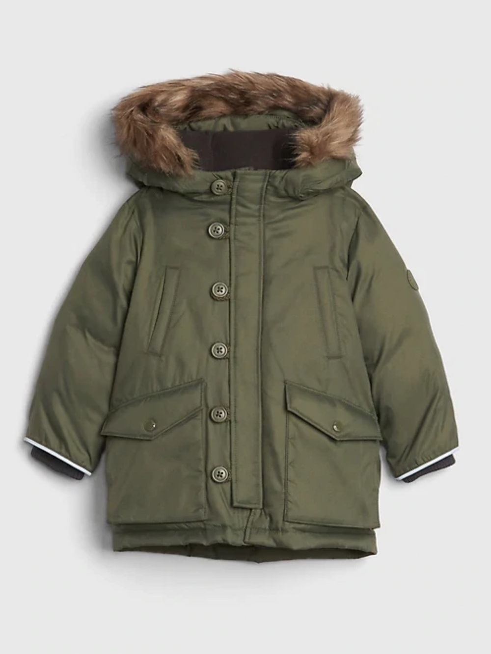 GAP BOY'S GREEN DESERT CACTUS COLD CONTROL MAX DOWN PARKA JACKET SZ 3